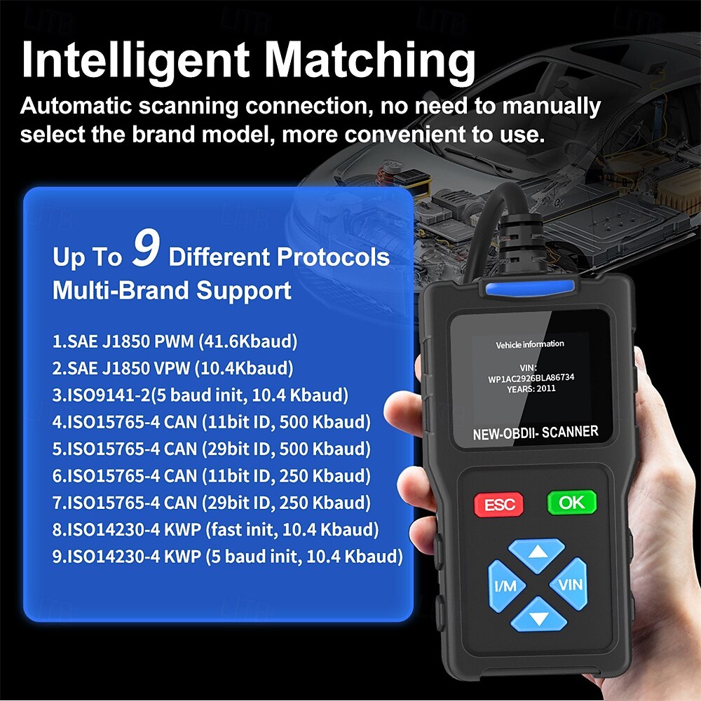 OBD2 Scanner Diagnostic Tool Battery Tester Vehicles Check Engine Malfunction Code Reader with Reset OBD II Car Scanner&Tester Diagnostic Tools 2025 - $38.99 –P10