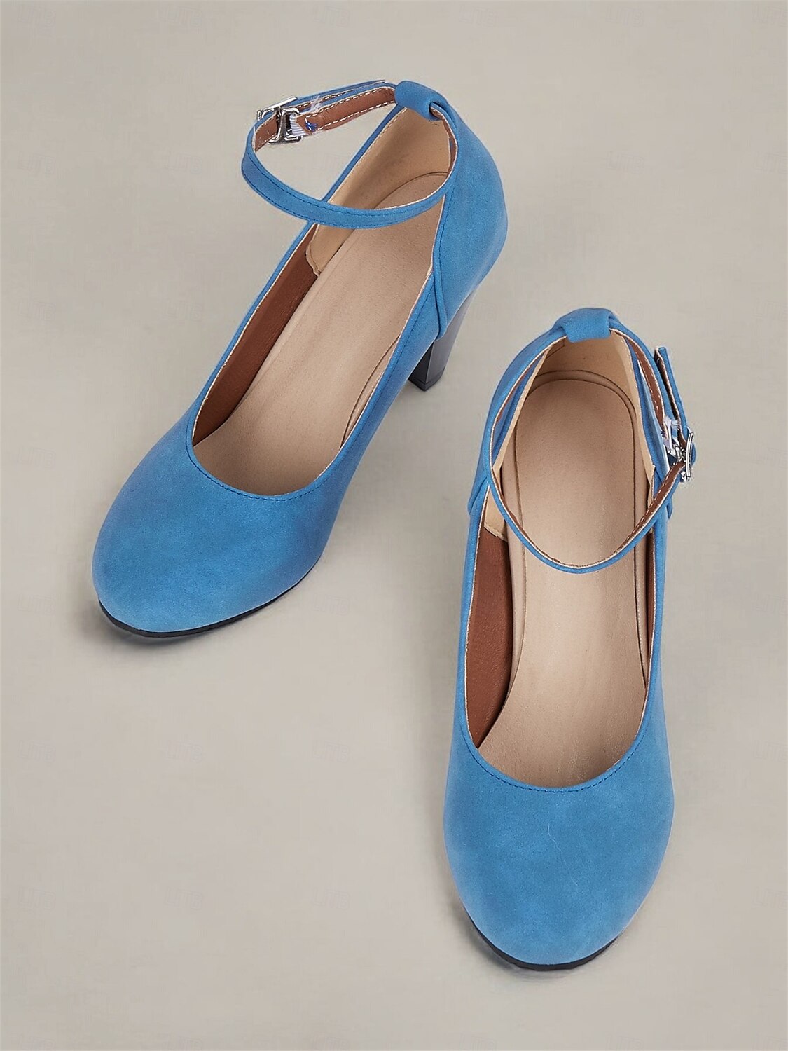escarpins élégants à bride à la cheville en daim bleu pour femmes avec talon bloc - parfaits pour les mariages et les occasions spéciales de 2025 ? $42.99 –P5