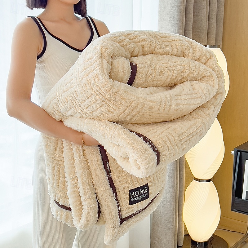 зимнее роскошное коралловое бархатное одеяло для офиса, шаль, утолщенное, роскошное, для кондиционирования воздуха, для сна, дивана, одеяла для дома, мягкие, дышащие, покрывало для кровати 2025 - $41.99 –P1