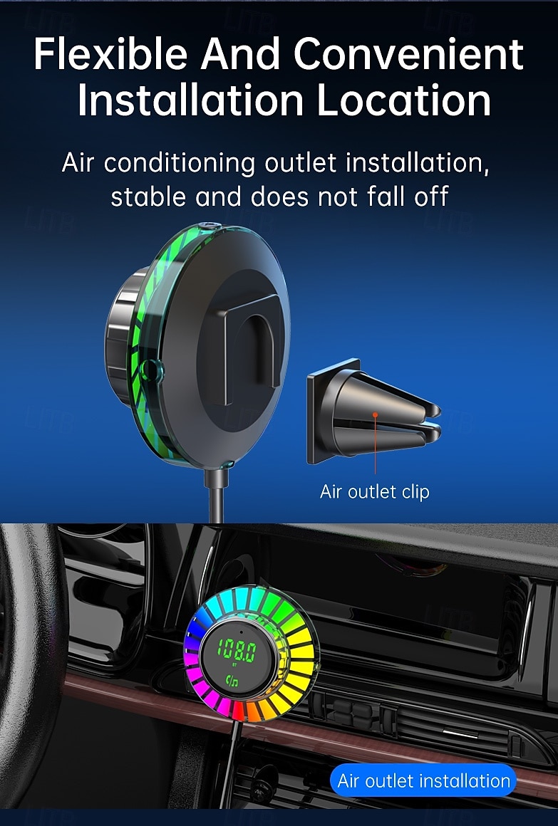 2025年 急速充電カーチャージャー、Bluetooth MP3プレーヤー、ロスレス音楽、電圧表示、音声コントロール、眩しい光の効果  コレクション – $43.99 –P3