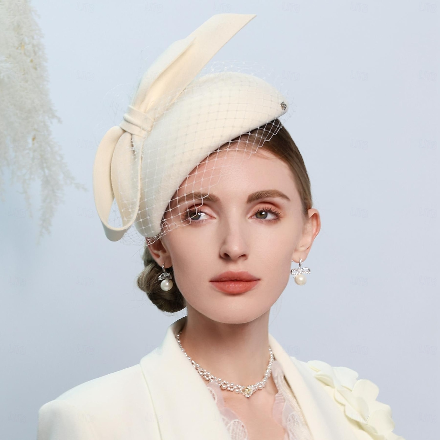 hatter 100% ull beret lue tallerken lue bryllup teselskap elegant bryllup med sløyfe hodeplagg i ren farge hodeplagg 2025 - $65.99 –P4