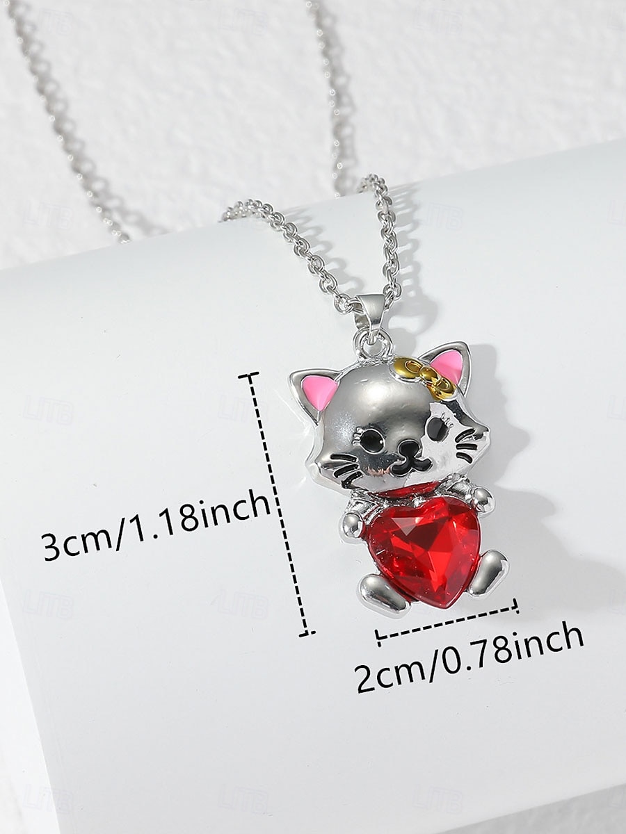 ketting chroom damesmode schattig klassiek dier lieflijk hartvormig ketting voor dagelijks Valentijnsdag 2026 - $21.99 –P2