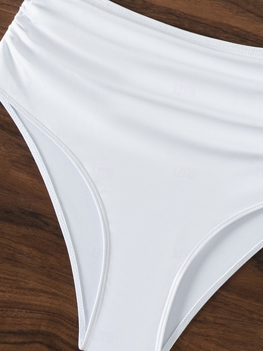 Dame Badetøy Bikini 2 stk Underbukser Badedrakt Åpen rygg Tynn Ferie Strand Klær Helfarge Stroppeløs Ermeløs Badedrakter 2025 - $23.99 –P8