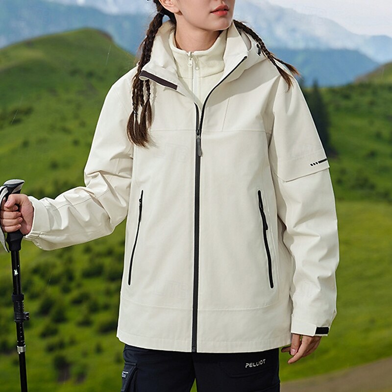 Dame Softshell jakke Turjakke Vinter utendørs Hold Varm Fleecefor Vindtett Vannavvisende 3-i-1-jakker Vinterjakke Fleecejakker Reise Svart Krystall Rosa Beige Lyseblå 2025 - $102.39 –P2