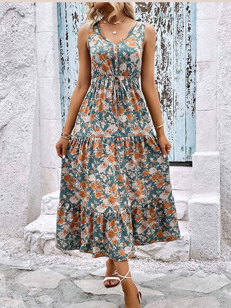 Per donna Vestito longuette Abito casual Abiti Boho Chic Abito senza maniche Boemia Moda Informale Da mare Giornaliero Spiaggia Morbido Pop art Senza maniche A V Nero Blu Estate Primavera del 2025 a $46.99 –P1