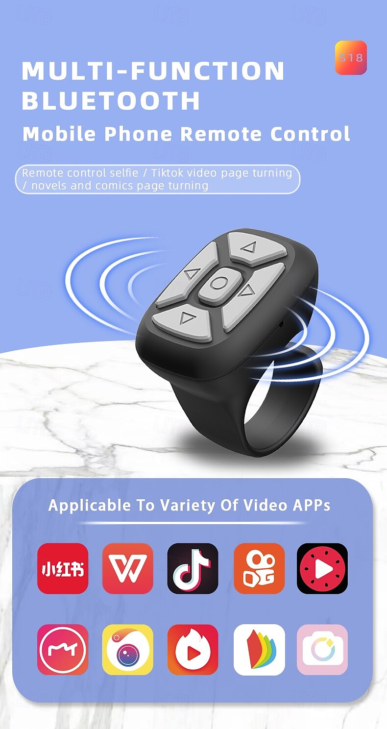 Smart Finger Ring Remote Control Novel Page Turning Shoot Mobile Phone10m Long Wireless Selfie Distance Ring Remote Controller 2025 - $18.99 –P1