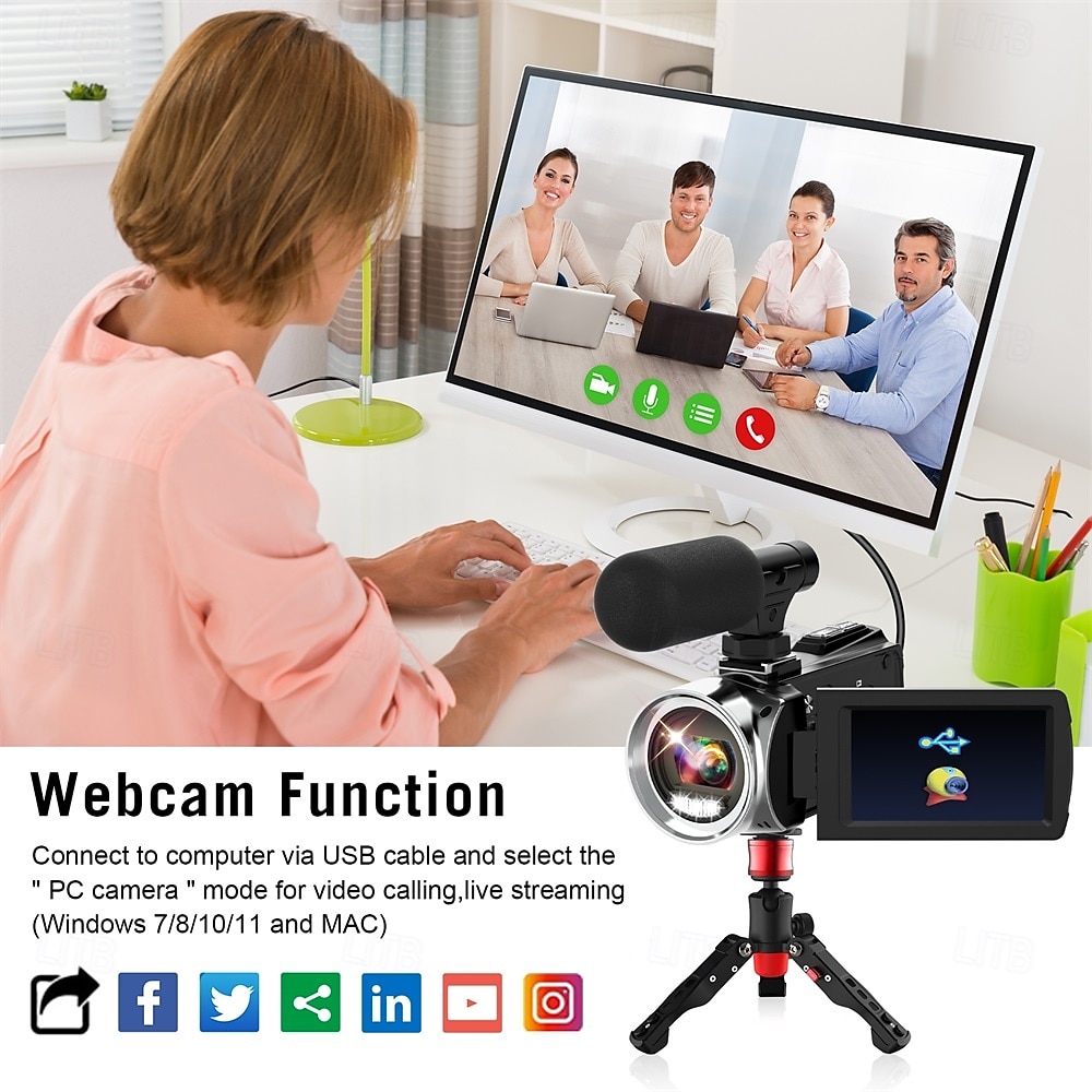 2025年 ビデオカメラ、ビデオカメラ、HD 4K、48MP、ビデオレコーダー、カメラ、ビデオブログ用カメラ、DV、ビデオカメラ、デジタルズーム コレクション – $147.99 –P17