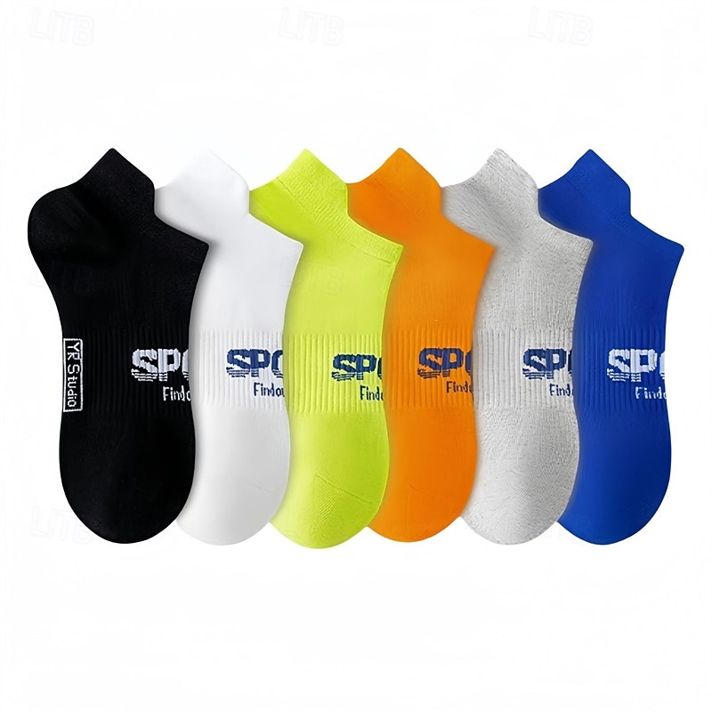 Муж. 6 предметов Мульти пакеты Носки Носки до щиколотки Носки для бега Повседневные носки Черный Белый Цвет Буквы Отпуск Для занятий спортом Повседневные Классический Средней плотности Весна Осень 2025 - $14.49 –P8