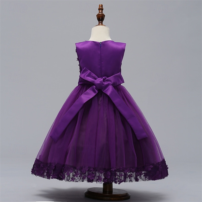 Abito da damigella d'onore bambina bambini Da ragazza Abito da principessa Prestazioni Matrimonio Feste Elegante Bellissimo Retato Tinta unica Senza maniche Girocollo Grigio Rosso bordeaux 4 anni + del 2025 a $35.99 –P19