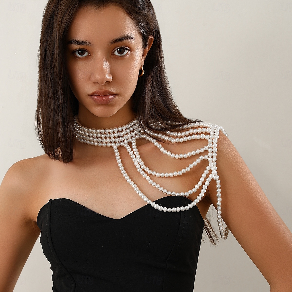 Shawls Women's Wrap Elegant Sparkle & Shine Bridal Sleeveless Pearl Wedding Wraps With Faux Pearl For Wedding Summer 2025 - $27.99 –P2