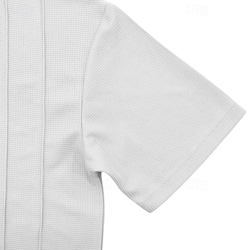 Men's Waffle Shirt 2 Piece T-shirt Suits Tee Short Sleeve Short Pant Crew Neck Spring & Summer Plain Fashion Designer Basic 2 Piece Vacation Street Going out Black White Gray Top Tee for Men 2026 - $29.99 –P7