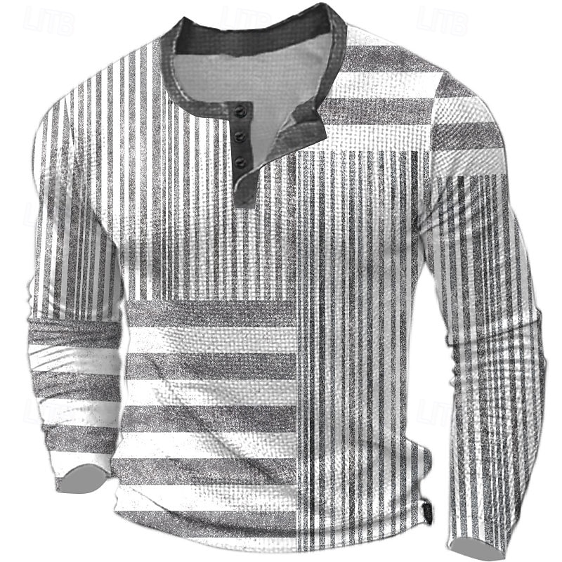 Férfi Grafika Mértani Színes Gofri Henley ing Alkalmi stílus Hosszú ujj Divat Dizájn Alap Napi Szabadtéri Tavasz & Ősz Kék Piros Zöld Szürke Henley Henley póló 2026 - $23.99 –P3