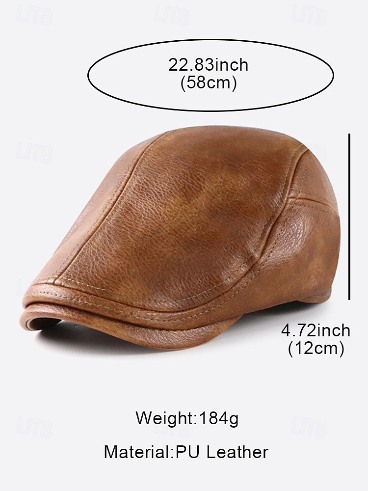 Stylish Brown Faux Leather Flat Cap with Vintage Finish | Perfect for Casual and Dressy Occasions 2025 - $19.99 –P9