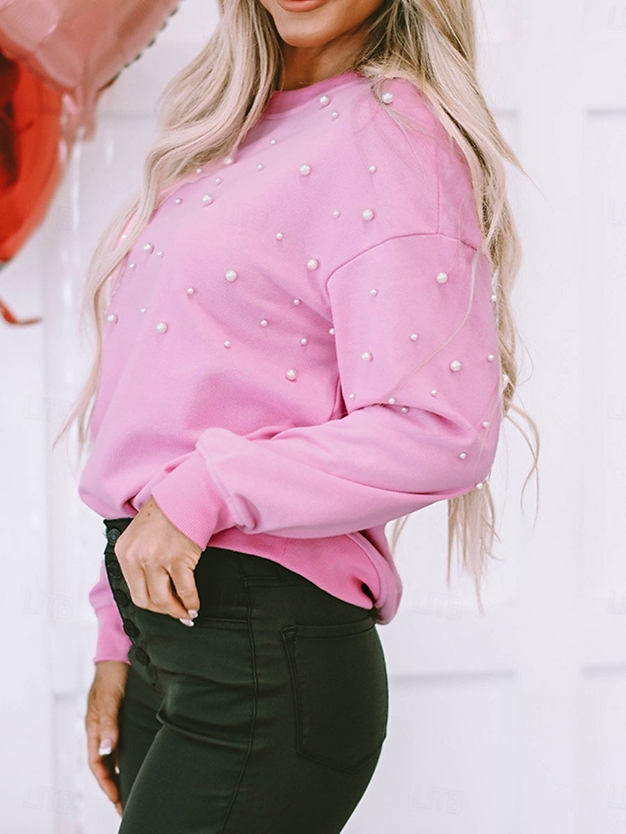 veste polaire femme pull mode décontracté uni fête travail rue col rond coupe ample manches longues rose automne hiver de 2025 ? $62.99 –P4