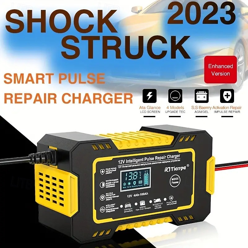 Intelligent 12V Car Battery Charger & Maintainer - 6A Pulse Repair LCD Display AGM GEL SLA & Wet Cell Temperature Compensation 4-100Ah Range 2025 - $56.99 –P5