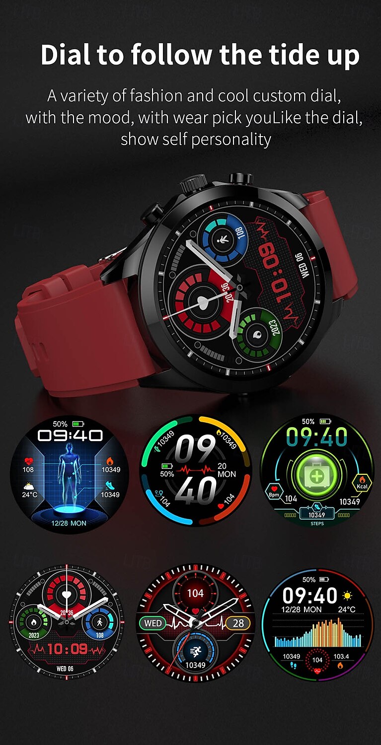 2025年 iMosi ET440 スマートウォッチ 1.39 インチ スマート·ウォッチ ブルートゥース ECG + PPG 温度監視 歩数計 と互換性があります Android iOS 女性 男性 ハンドフリーコール 防水 メディアコントロール IP 67 46mmの時計ケース  コレクション – $73.99 –P16