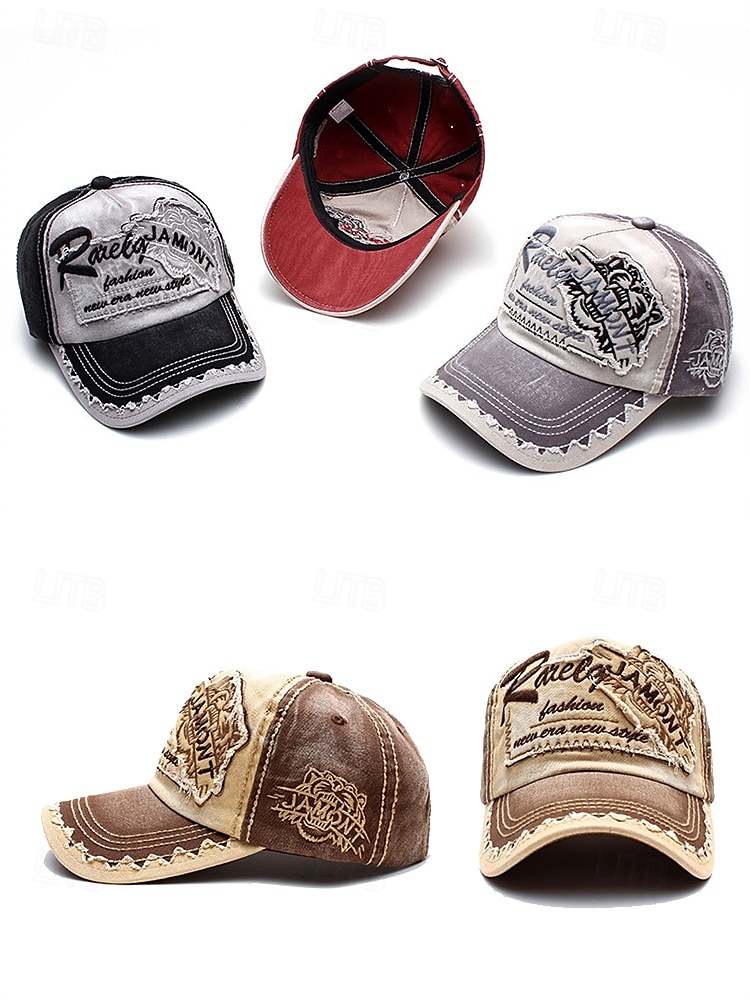 Men's Vintage Distressed Baseball Cap – Embroidered Patch Design, Casual Adjustable Hat for Outdoor Sports, Travel, and Everyday Wear 2025 - $18.99 –P2
