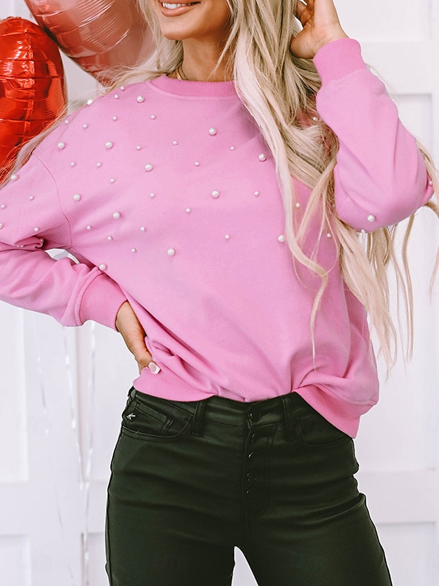 veste polaire femme pull mode décontracté uni fête travail rue col rond coupe ample manches longues rose automne hiver de 2025 ? $62.99 –P3