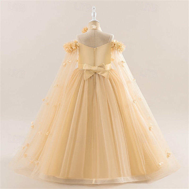 Flower Girl Dress Kid's Girls' Princess Dress Performance Wedding Party Elegant Beautiful Mesh Solid Color Sleeveless Crew Neck Light Pink White 4 years+ 2025 - GBP £37 –P18