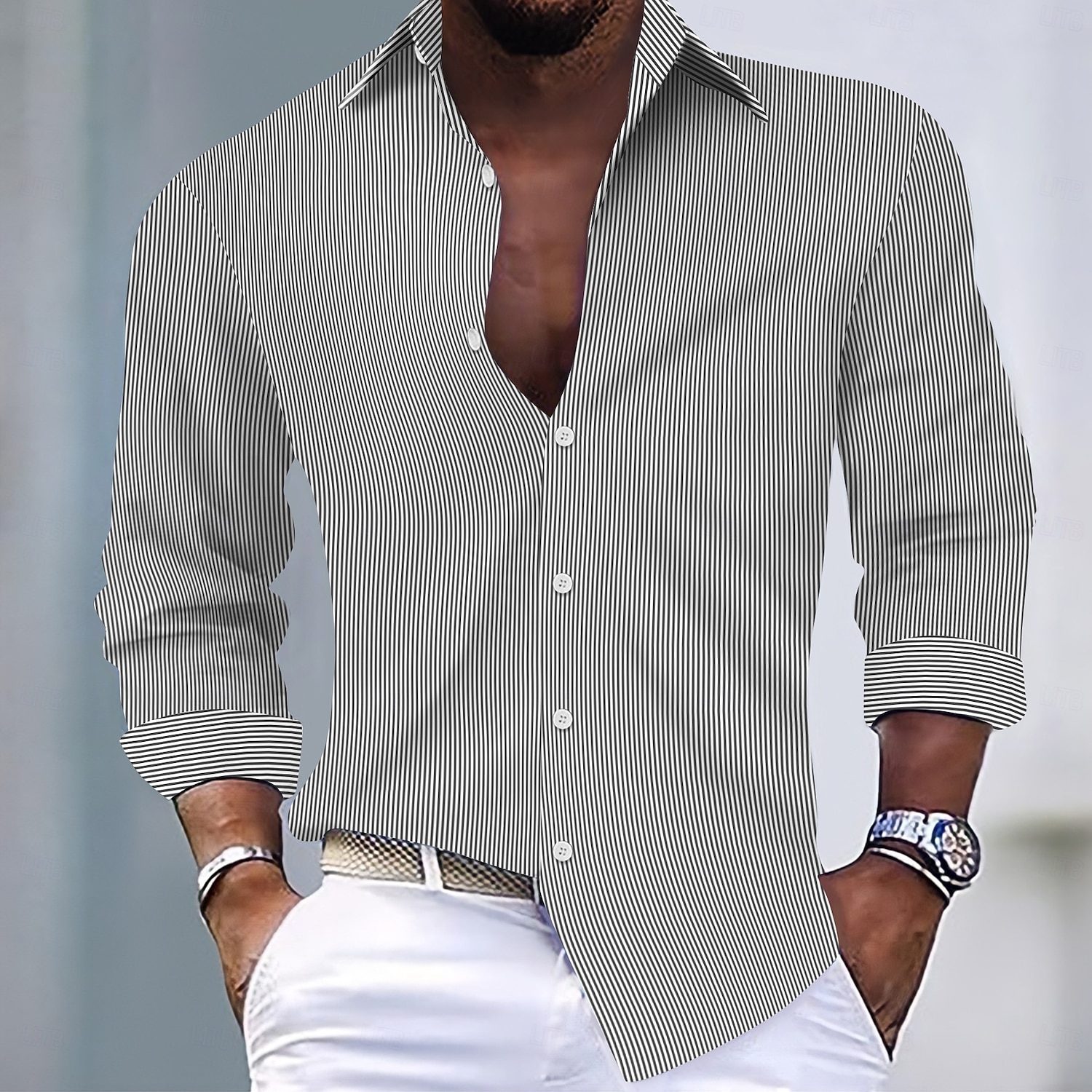 Per uomo Camicia Camicia estiva Maglietta informale Camicia a righe Camicia con bottoni Nero Verde chiaro Rosa Rosso Blu reale Manica lunga Banda Colletto Da mare Giornaliero Abbigliamento Di del 2025 a $23.99 –P2