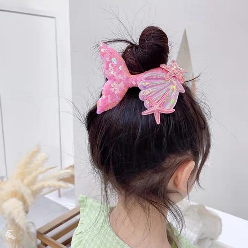 kinderkleidung Mädchen Haarzubehör Aktiv Süß Party Geburtstag Meerjungfrau Weiß Rosa 2025 - $3.99 –P4