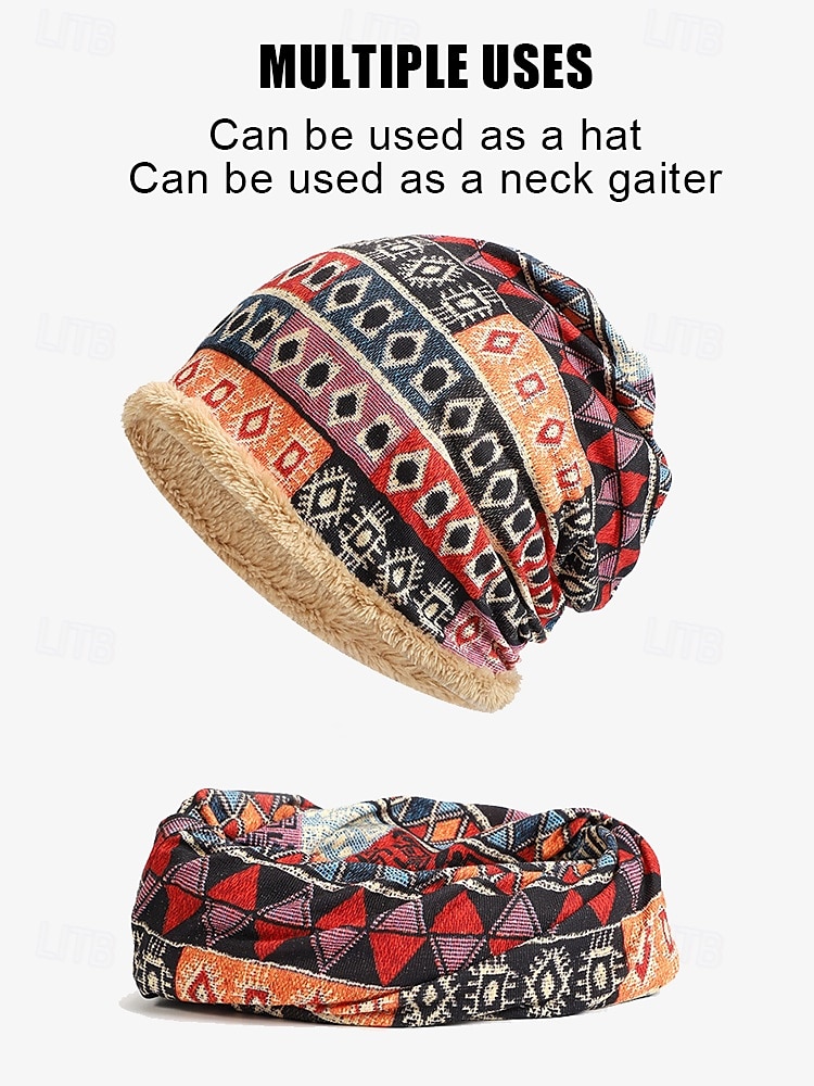 női 2 az 1-ben puha sapka és lábszárvédő pomponnal és polár béléssel - boho elegáns téli szett 2025 - $14.99 –P2