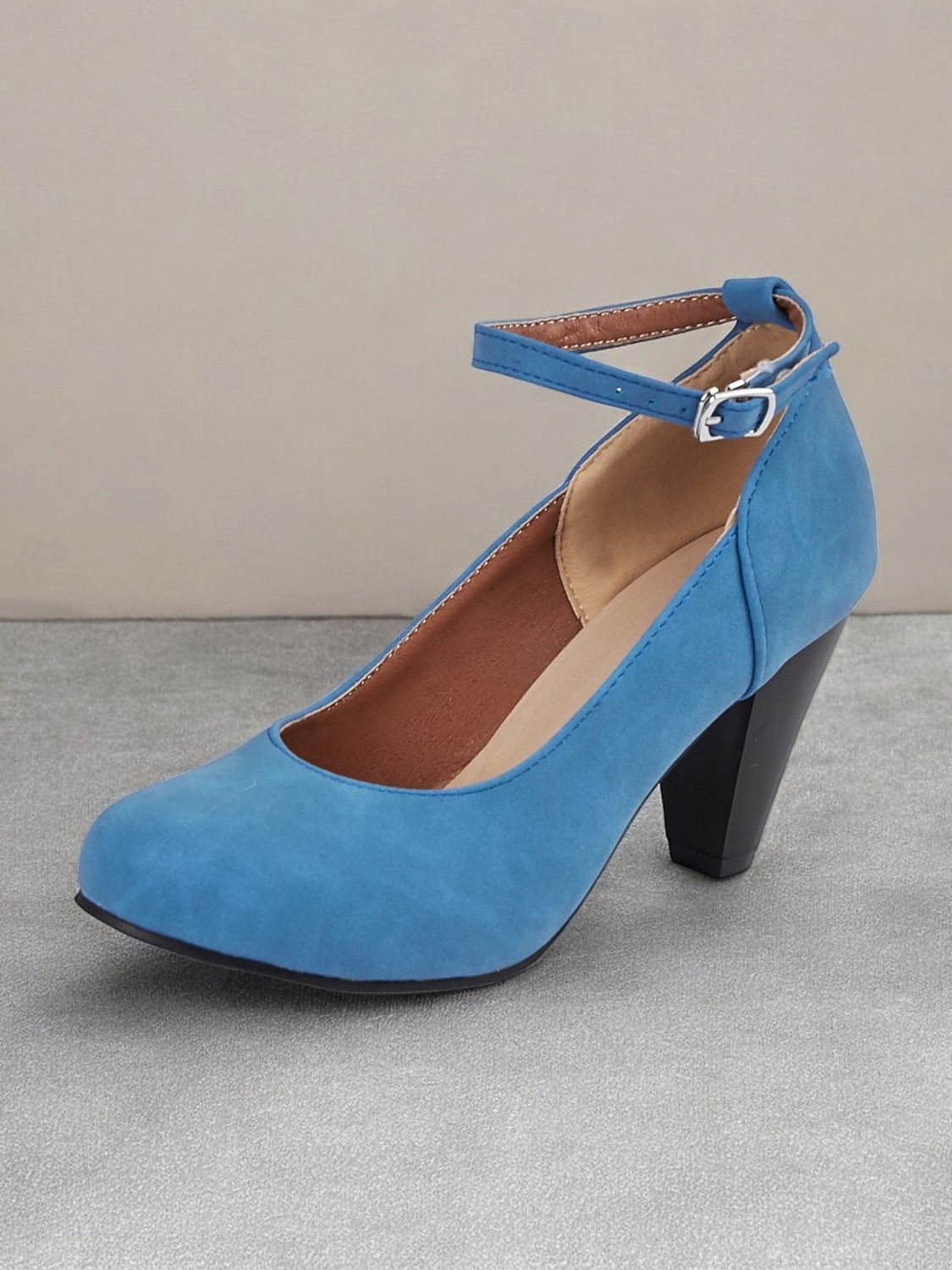 escarpins élégants à bride à la cheville en daim bleu pour femmes avec talon bloc - parfaits pour les mariages et les occasions spéciales de 2025 ? $42.99 –P7