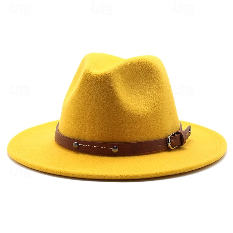 Herren Kentucky Derby Hut Sonnenhut Cowboyhut Fedora-Trilby-Hut Schwarz Weiß Wollig Vintage-Stil Mode 18. Jahrhundert Bundesstaat Texas Täglich Themenparty Einfarbig Sonnenschutz Cosplay 2026 - $12.49 –P4