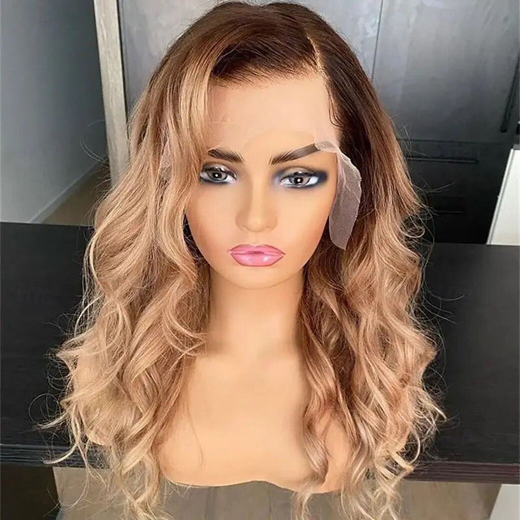 Perruque Cheveux Naturel Rémy Fermeture 5x5 13x4 devant en dentelle Cheveux Brésiliens Ondulation Lâche Blond Multicolore Partie libre Femme Densité 130% 150% Mèches Colorées / Balayées Ligne de de 2025 ? $235.69 –P1