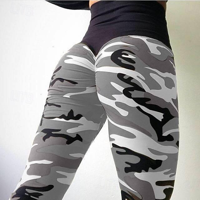 Women's Yoga Pants Yoga Leggings Patchwork Basic Butt Lift Tummy Control High Waist Pilates Gym Workout Workout Tights Cropped Pants Camo / Camouflage Camouflage Purple Grey Fall Winter Sports 2026 - $12.99 –P7