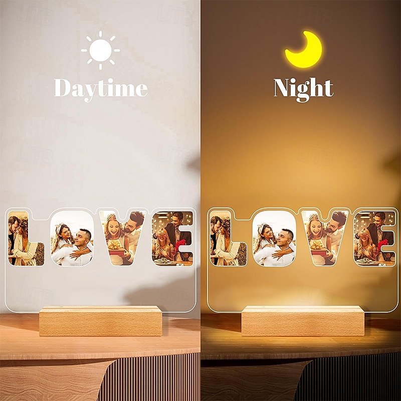 Personalized Light Up Photo Frame Valentines LOVE Custom Acrylic Night Light USB Powered Perfect for Valentine's Day Wedding Anniversary Lovers Birthday Boyfriends and Girlfriends Gifts 2025 - $15.49 –P7
