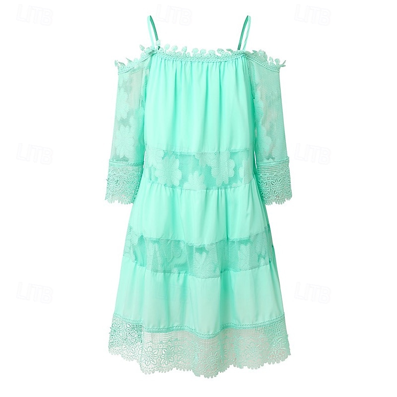 Naisten Mini mekko Valkoinen mekko Valmistujaismekko Pitsimekko Boho-mekko Tyylikäs Perus Moderni Loma Loose Fit Puhdas väri Puolihiha Tiukka pyöreä kaula-aukko Musta Valkoinen Apila Vaalean sininen 2025 - $41.99 –P10