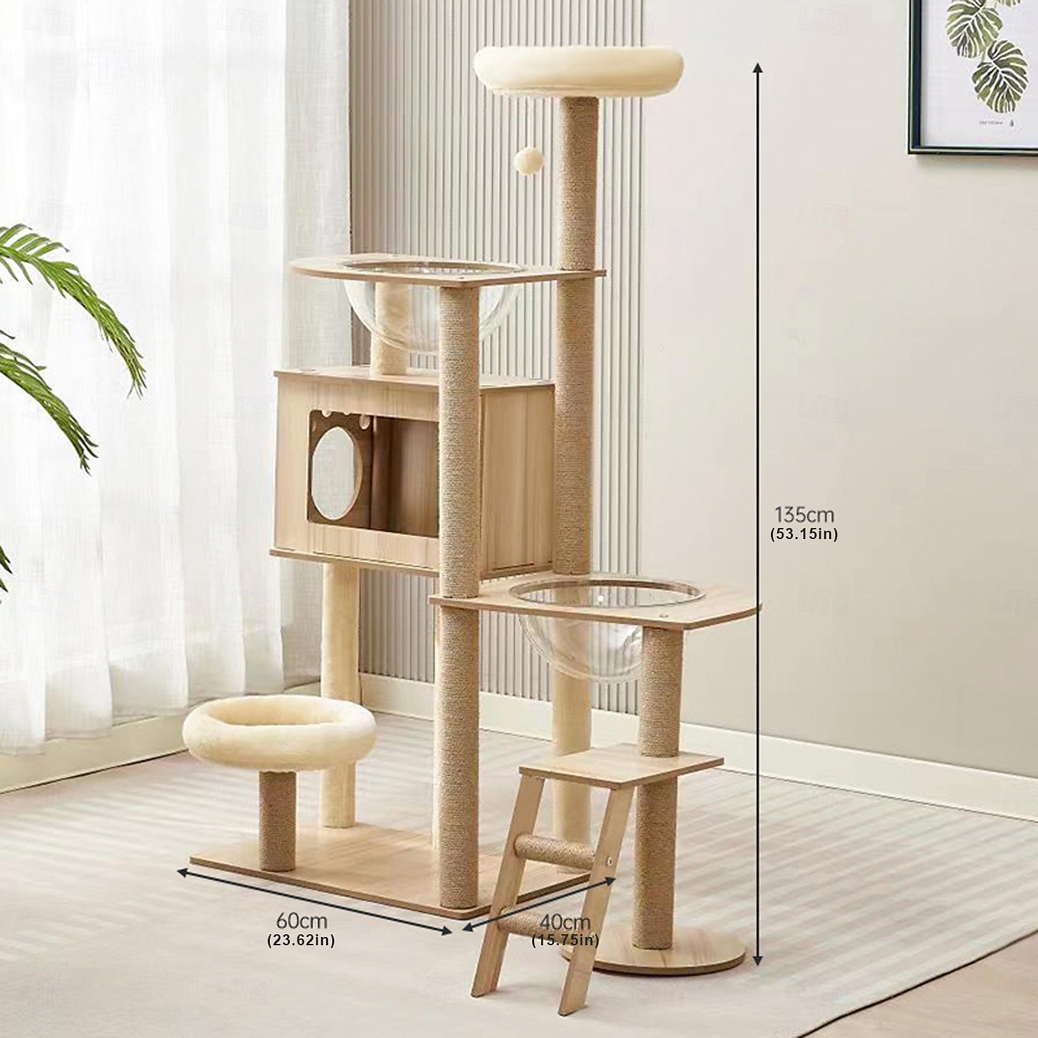2025年 57.87インチのキャットツリー/大型猫用キャットツリーハウスとタワー/キャットコンドミニアム付きキャットクライミングツリー/キャットツリースクラッチポスト/マルチレベル大型キャットツリー  コレクション – $193.23 –P3