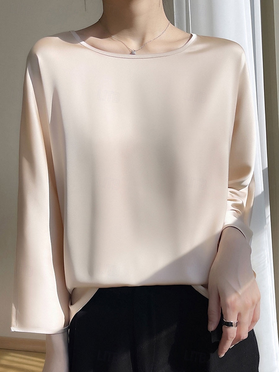 Dámské Halenka Pevná barva Elegantní stylové 3/4 délka rukávu Tričkový Běžné topy Dovolená Párty Práce Černá Vodní modrá Khaki Jaro Podzim 2025 - $27.99 –P5
