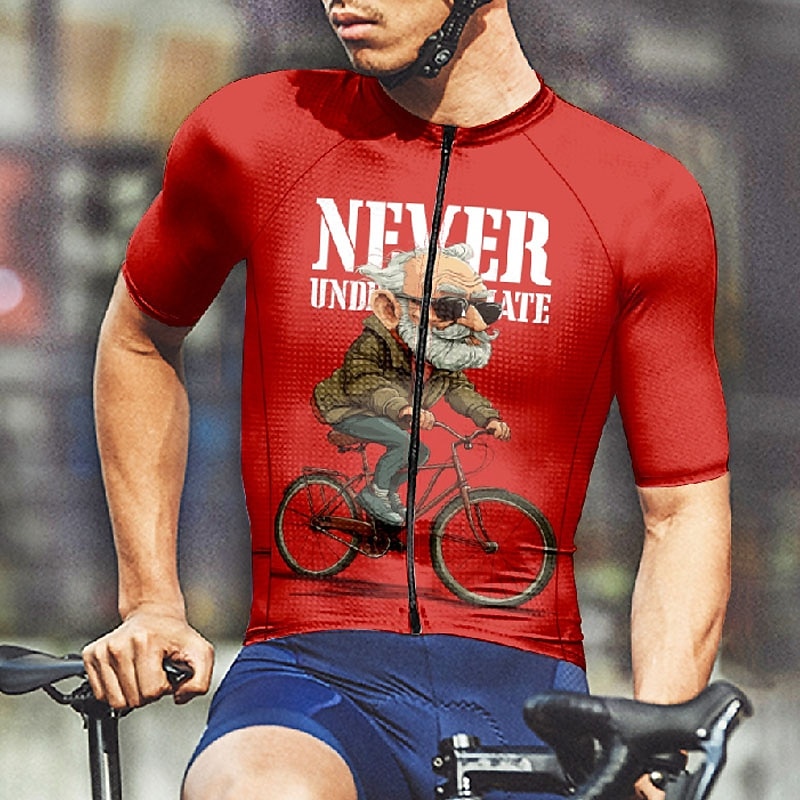 2025年 男性用 サイクリングジャージー グラフィック 半袖 バイク Tシャツ ジャージー 3つのリアポケット付き マウンテンサイクリング 速乾性 人間工学デザイン ウィッキング 高通気性 スポーツ レッド バーガンディー オレンジ 衣類  コレクション – $28.99 –P1