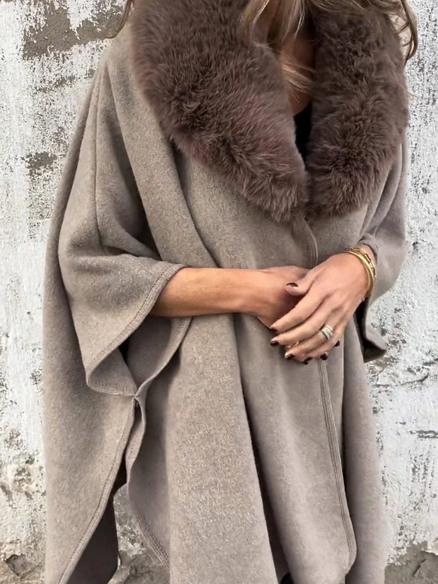 Dam Mantel / kappor Utomhus Gata Dagligen Höst Vinter Normal Täcka Normal Håller värmen Andningsfunktion Samtida Stylish Jacka 3/4 ärm Ensfärgat Pälskrage Svart Kaki Grå 2025 - $44.99 –P3