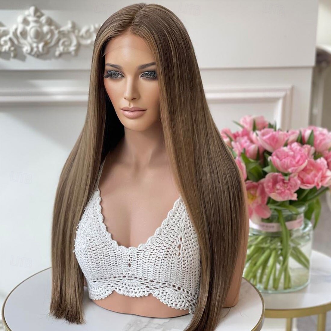 Perruque Cheveux vierges non transformés Fermeture 5x5 13x4 devant en dentelle Cheveux Brésiliens Droit Multicolore Coupe Dégradée Femme Densité 130% 150% Mèches Colorées / Balayées Ligne de Cheveux de 2025 ? $235.69 –P4