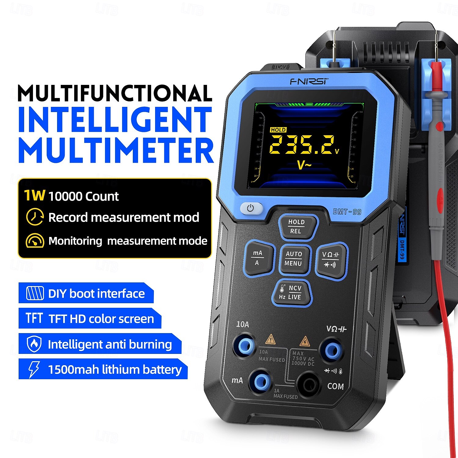 multimetro digitale 9999 conteggi multi tester professionale intelligente 1000v 10a vero valore efficace ac/dc voltmetro amperometro automatico diodo anti-scottatura intelligente tester nvc display del 2025 a $71.99 –P1