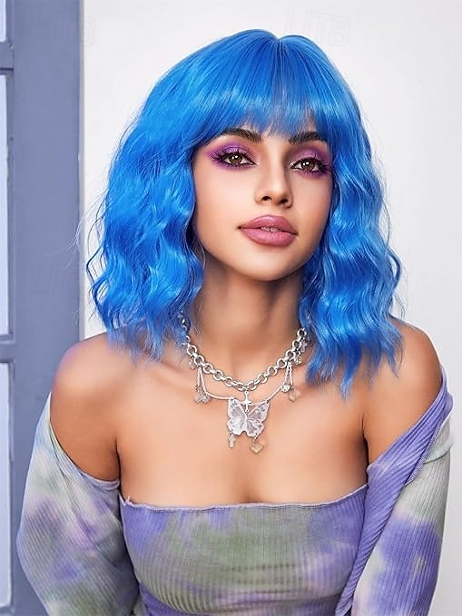 perruque avec frange perruques courtes ondulées pour femmes perruques bob bouclées longueur d'épaule perruques synthétiques résistantes à la chaleur pour Halloween cosplay utilisation quotidienne de de 2025 ? $18.49 –P2