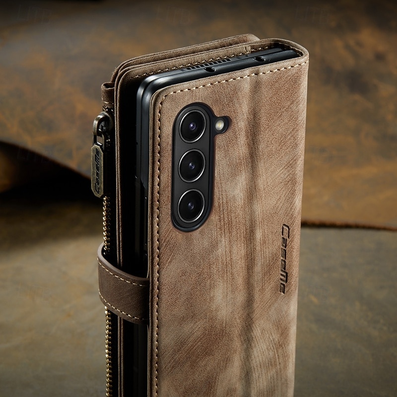 Telefoonhoes Voor Samsung Galaxy Z Fold 6 Z Fold 5 Z Fold 4 Z Fold 3 Wallet Case met Stand Houder Magnetische Rits Retro TPU PU Leer 2025 - $25.99 –P2