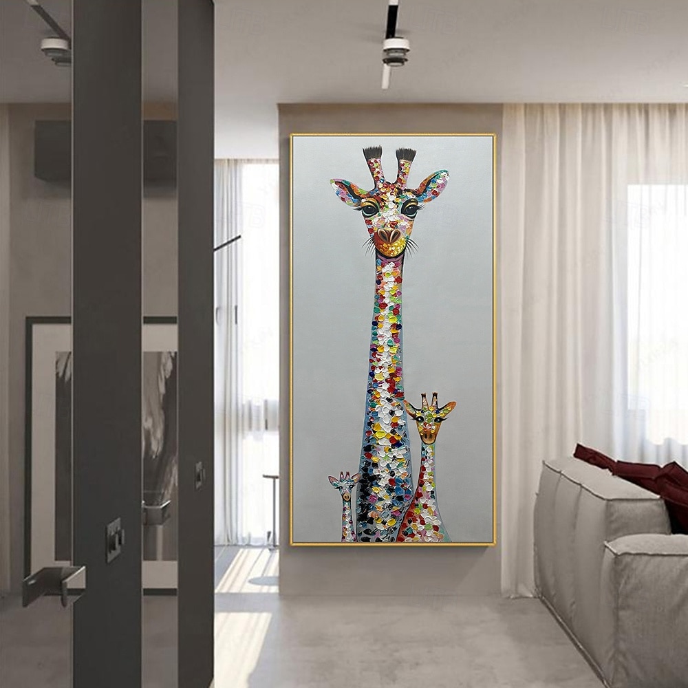 لوحات زيتية على قماش لحيوانات الزرافة مصنوعة يدويًا من مينتورا لتزيين الحائط صورة تجريدية حديثة للديكور المنزلي بدون إطار غير ممدودة 2026 - $60.99 –P5