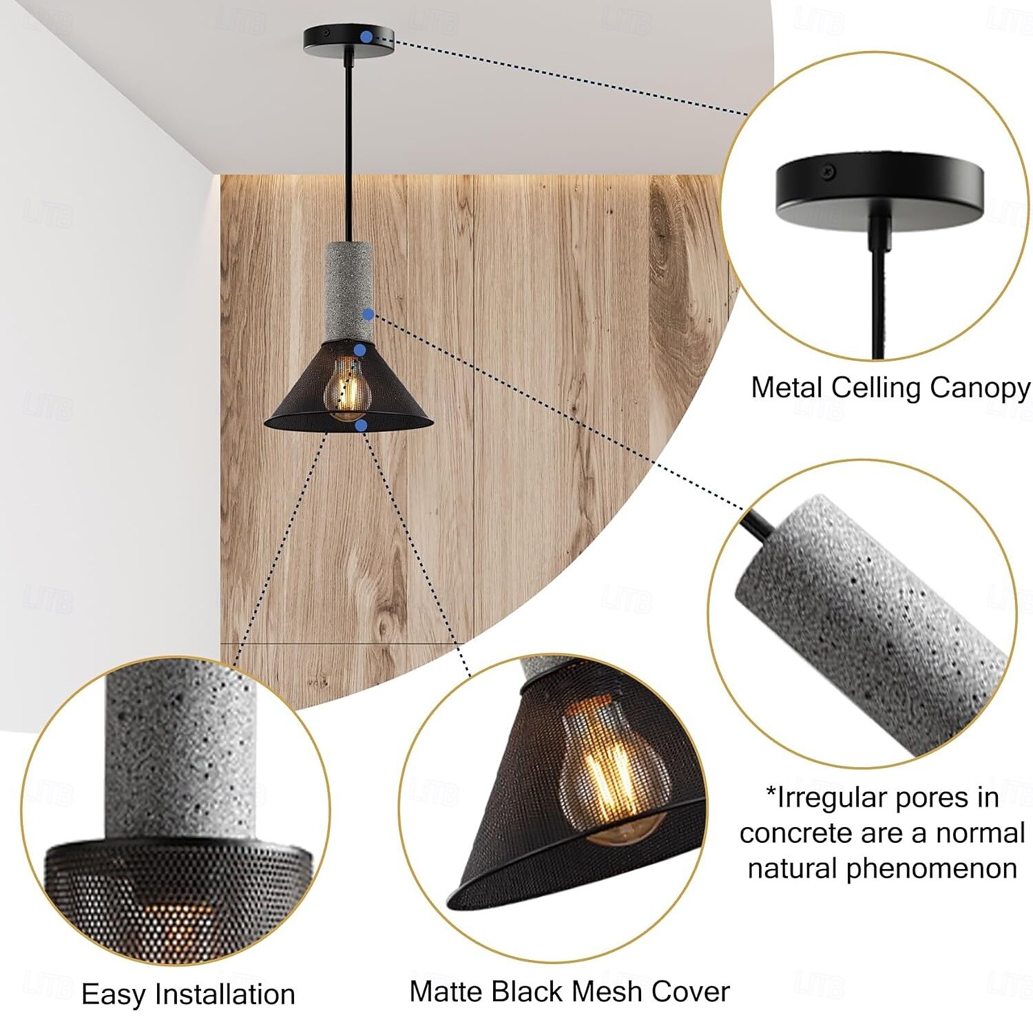 2025年 コンクリートペンダントライト メタルメッシュシェード