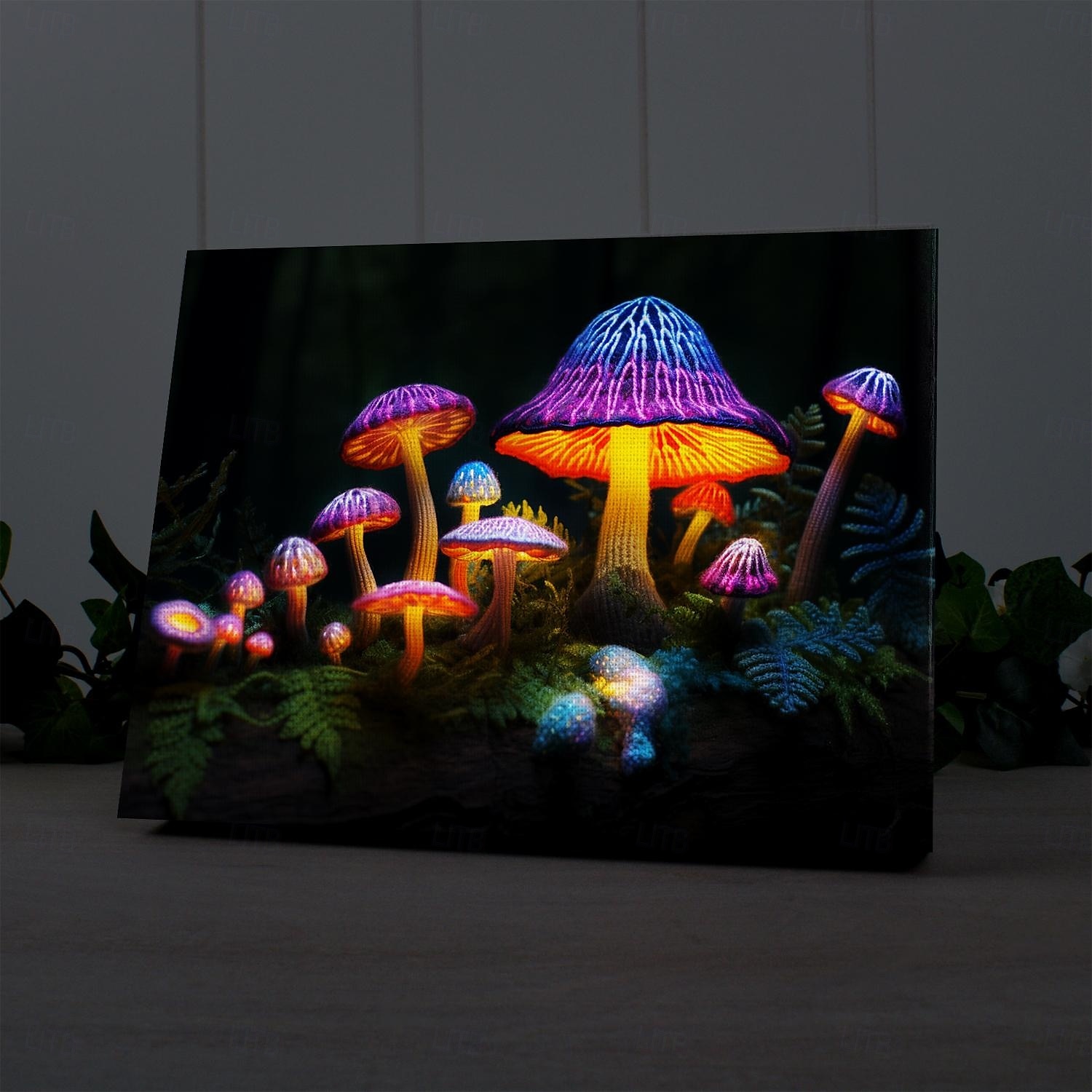 Mushrooms Forest LED Canvas Wall Art LED Lighted Up Wall Decor 2AA Battery Operated Lighted Canvas Print LED Light Kitchen Bedroom or Home Decor 2025 - $50.99 –P2