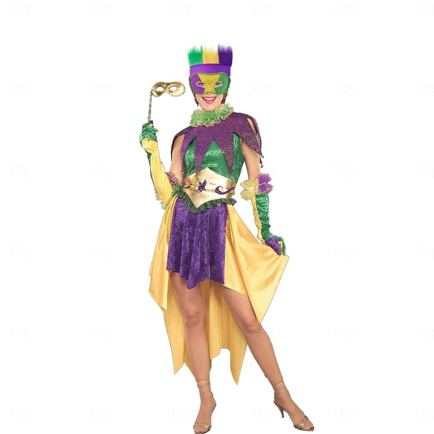 El juego de 2 piezas de suministros para fiestas de Mardi Gras incluye una máscara de Mardi Gras y una diadema peluda, pelucas de cabello loco para cosplay de Mardi Gras, fiesta deportiva y accesorio 2025 - $11.49 –P2
