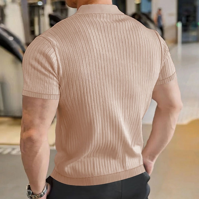 Herren Rippenstrick-Top Muskelshirt Arbeit Lässig Klassisch Kurzarm Basic Modern Einfarbig Knöpfe Frühling & Sommer Schmale Passform Schwarz Weiß Burgunderrot Hellgrau Khaki Rippenstrick-Top 2025 - $21.99 –P2