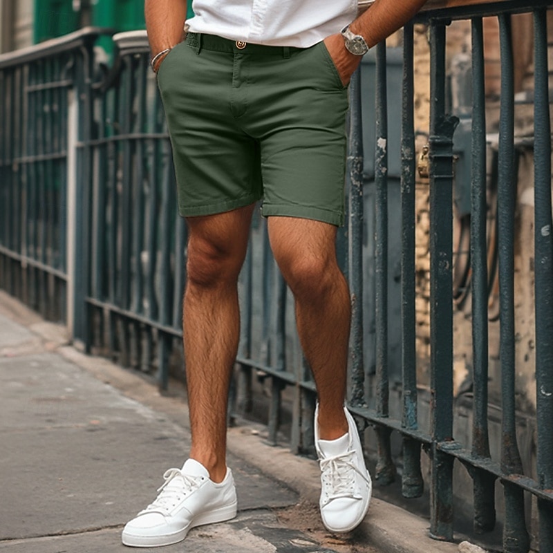Men's Dress Shorts Work Shorts Casual Shorts Golf Shorts Pocket Straight Leg Solid Colored Comfort Wearable Knee Length Outdoor Daily Streetwear Stylish Black Brown 2026 - $25.99 –P4