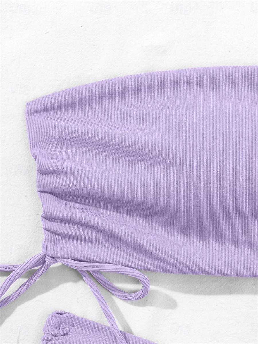 Dam Badkläder Bikini 2 st Kaxig Baddräkt Öppen rygg Smal Semester Standkläder Ensfärgat Ärmlös Baddräkter 2025 - $28.99 –P5