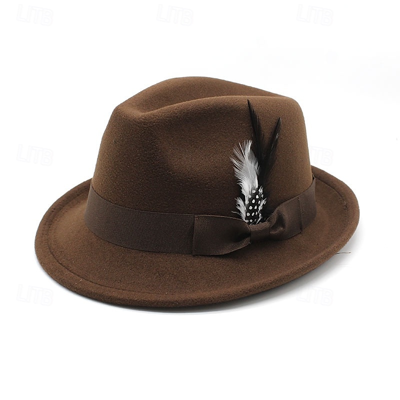Men's Kentucky Derby Hat Sun Hat Cowboy Hat Fedora Trilby Hat Black Red Woolen Vintage Style Fashion 18th Century State of Texas Daily Theme Party Solid / Plain Color Sunscreen Cosplay 2025 - $10.99 –P3