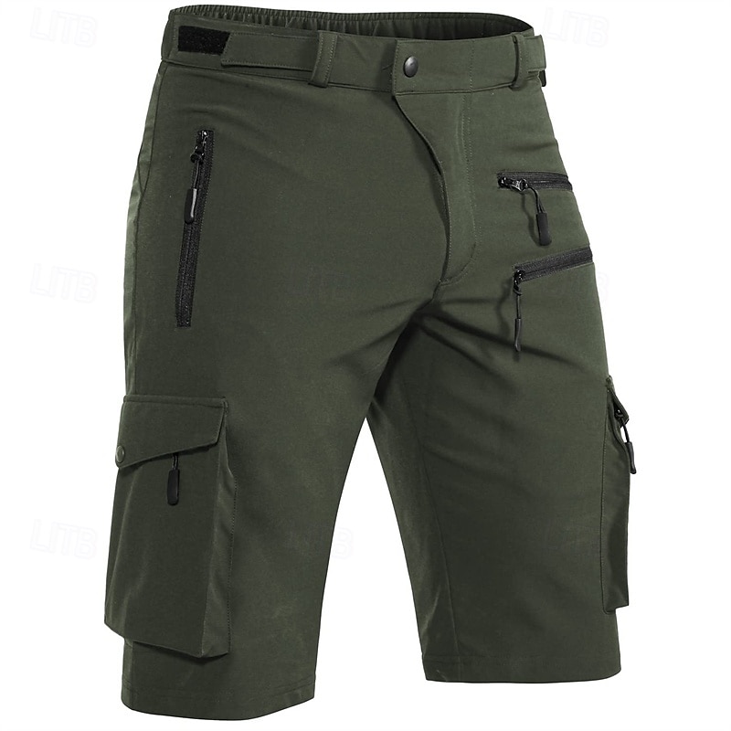 Men's Cargo Shorts Camping Shorts Shorts Hiking Shorts Elastic Waist Multi Pocket Plain Waterproof Quick Dry Knee Length Sports Outdoor Daily Camping & Hiking Classic Style Athleisure Black Blue 2025 - $29.99 –P10