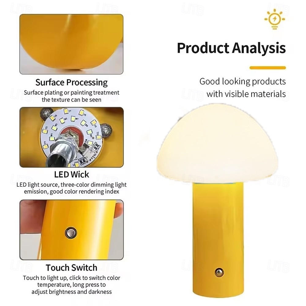 LED Mushroom Desk Lamp - USB Powered with Touch Color Dimming for Outdoor Camping Indoor Kitchen Use 2025 - $65.99 –P5